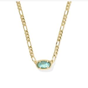 Kendra Scott Elisa Figaro Short Pendant Chain Necklace-Gold Deep Aqua Illusion